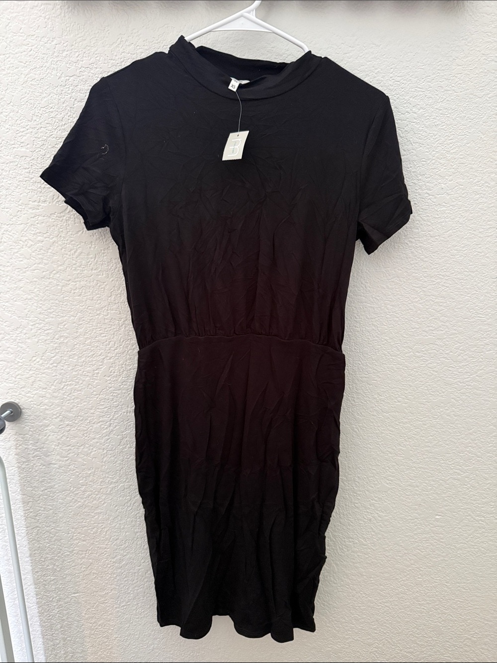 Maurices Black Short-Sleeve Mock neck Midi Dress